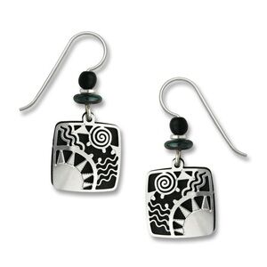 Left Hand Studios Sunrise Black & Silver-tone Adajio Earrings Sterling Wire.